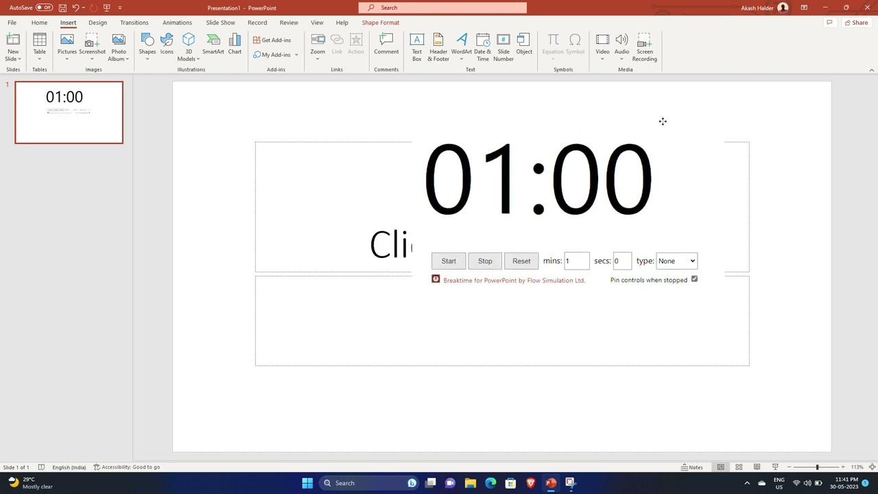 How to add stopwatch | timer in PPT| power point presentation