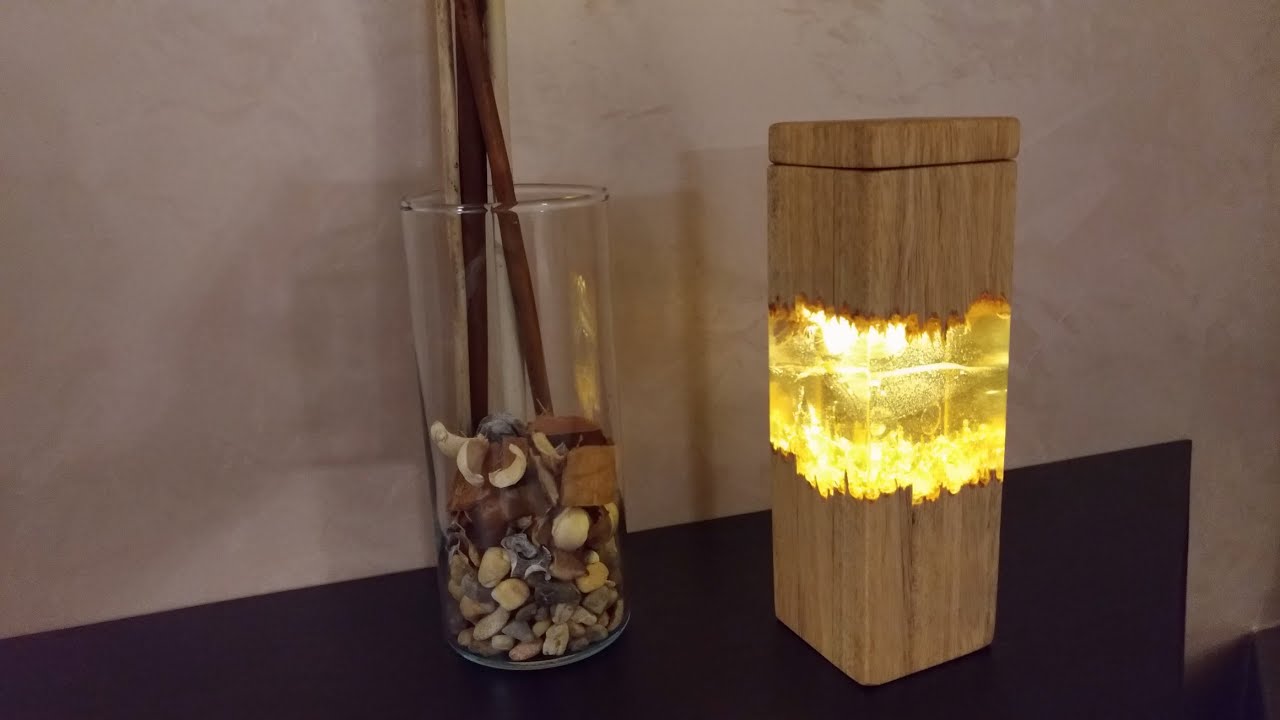 Abat-jour ricaricabile legno e resina fai da te.led