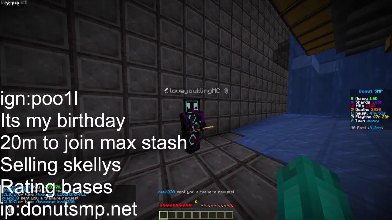 Donut smp Live Birthday stream I rating bases 5m I ign:poo1l