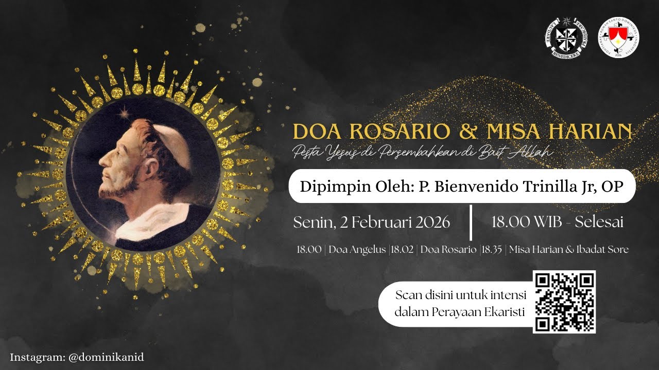 Senin, 2 Februari 2026 | DOA ROSARIO & MISA | Pesta Yesus di Persembahkan di Bait Allah
