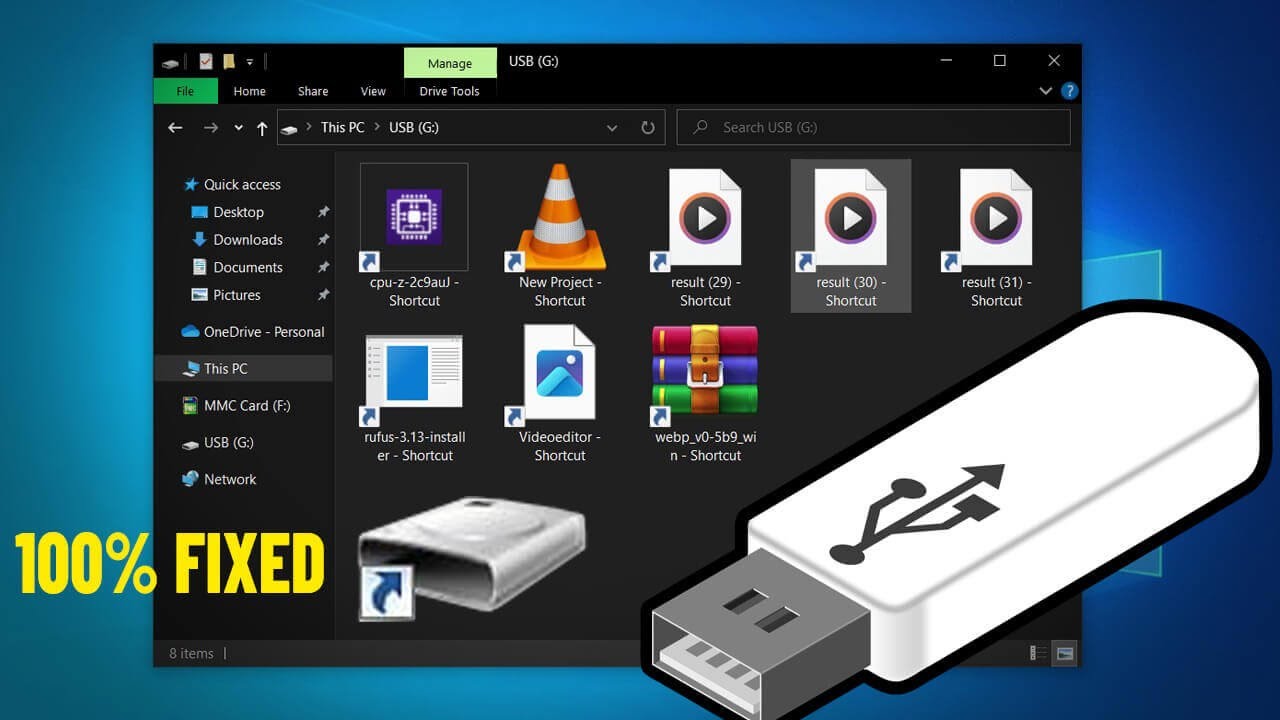 Remove Shortcut Virus From USB Drive Without Losing Data | How To remove virus from usb Pend Drive ✅
