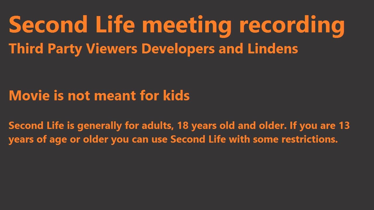 Second Life: Third Party Viewer meeting (27January 2017)