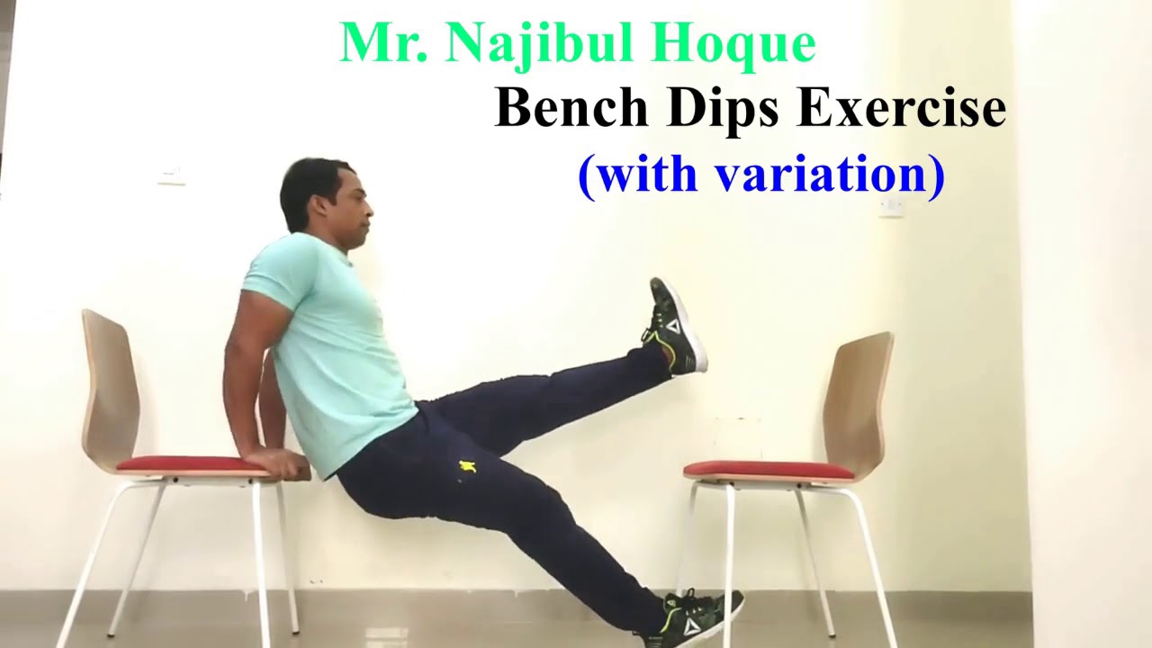 Home workout, Best Bench Dips Exercise with variation 
