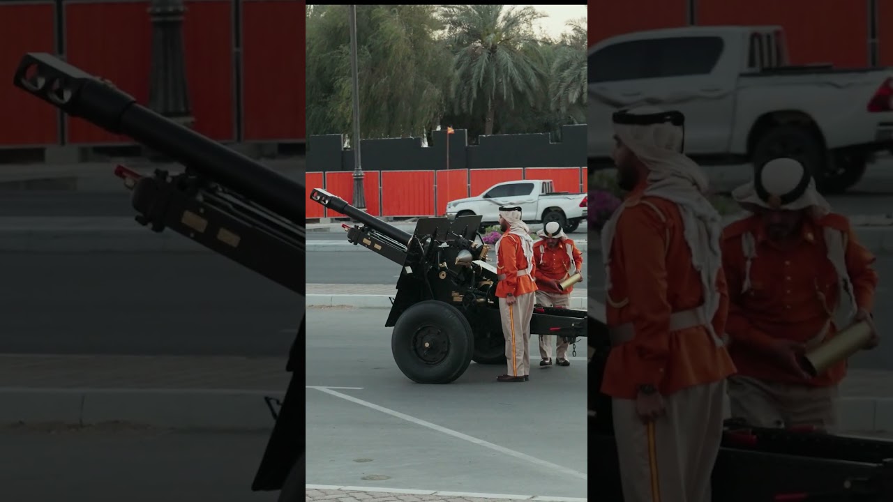 Iftar cannon fire Badazayed city Abu Dhabi UAE