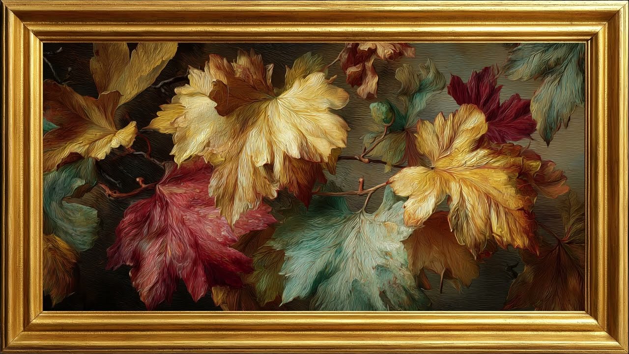 Vintage Fall Foliage | Antique Leaf Painting Frame TV Art | Warm Autumn Decor | 10 Hours