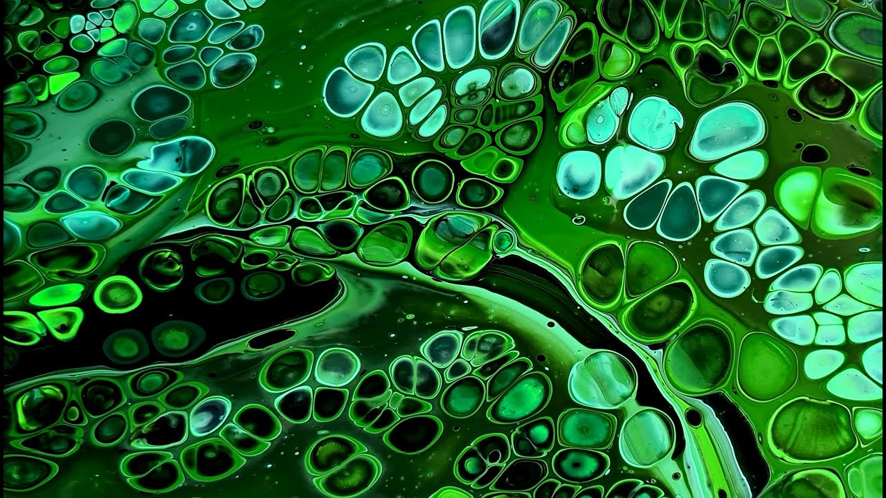 #983 Gorgeous Acrylic Double Flip Cup Pour Using Shades Of Green