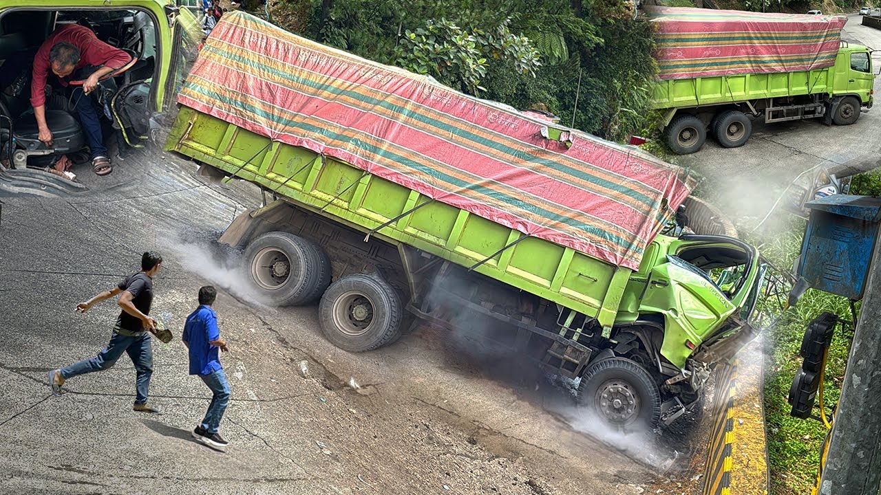 A truck brake failure incident occurred on an extreme road in the world.