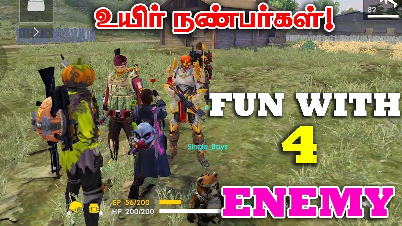 Fun With 4 Enemy | Free Fire Attacking Squad Ranked GamePlay Tricks Tamil | Win All Ranked Match