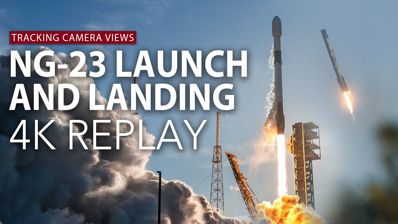 4K Replay: SpaceX Falcon 9 launch and landing amid NG-23 mission
