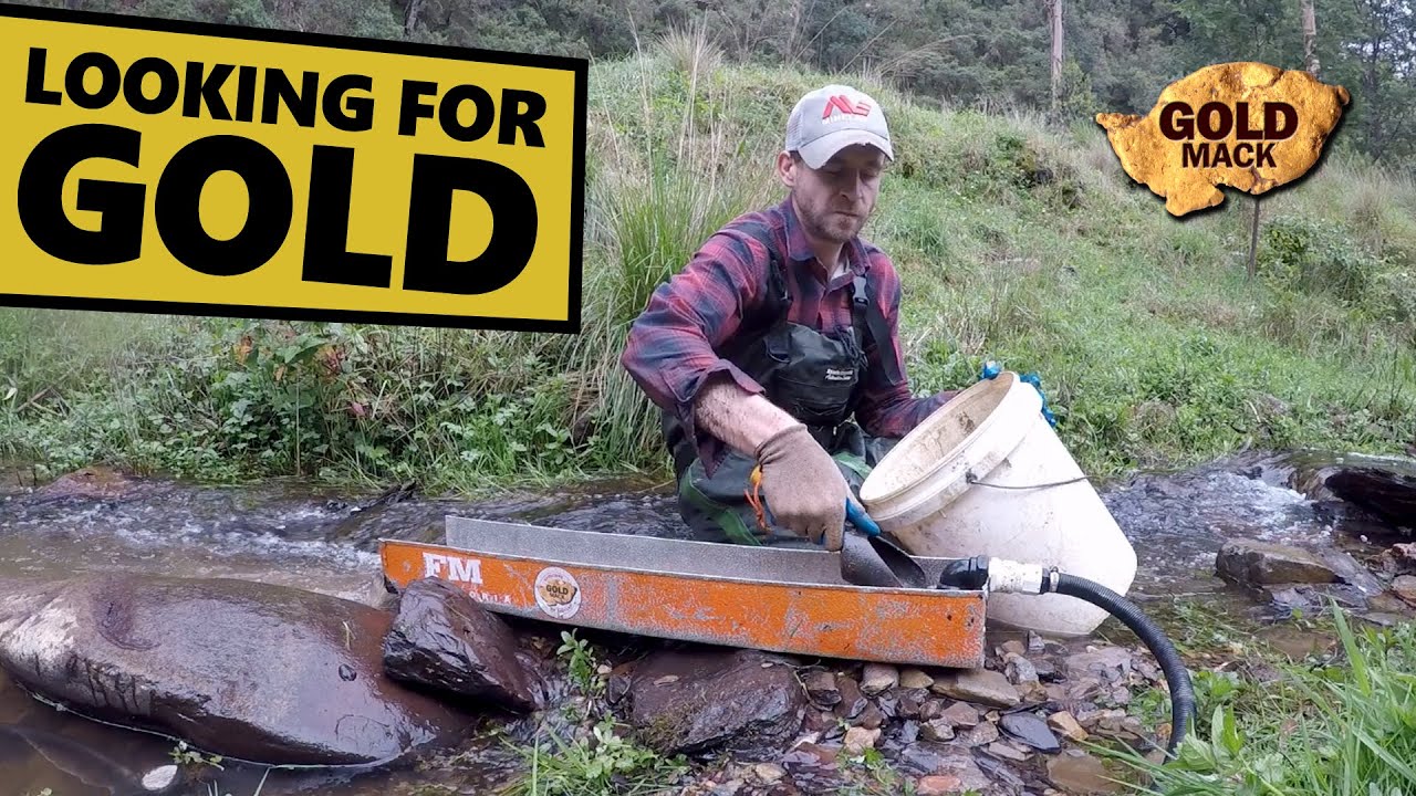 Prospecting a small creek with my mini high banker & gold pan