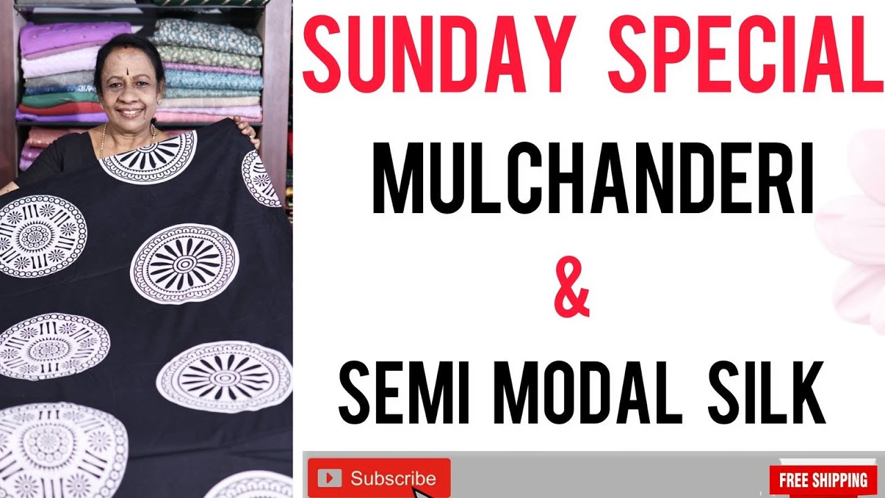 SUNDAY Special Mulchanderi/ Semi Modal Silks/ Cotton/ Gorgette/ Free Shipping */ # 389