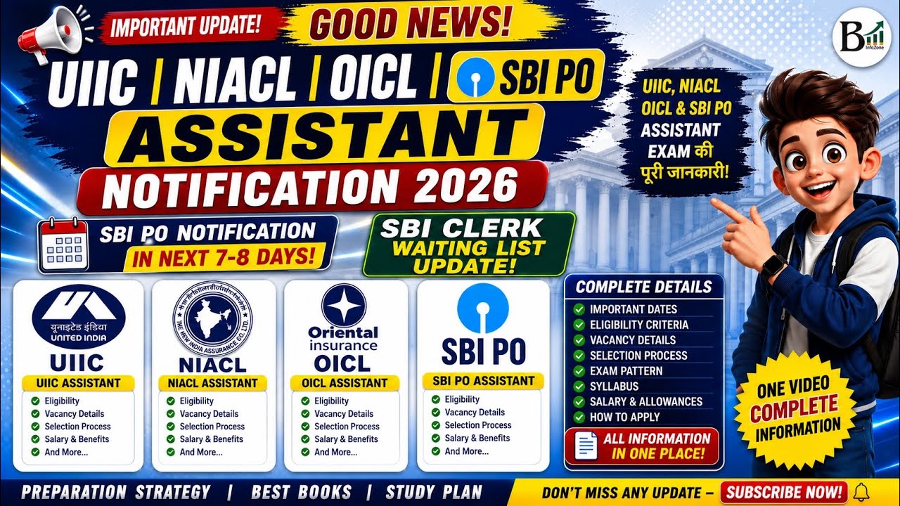 🚨IMPORTANT UPDATE! UIIC NIACL OICL Assistant 2026|SBI PO Notification in7-8Days😍|SBI Clerk WL Update