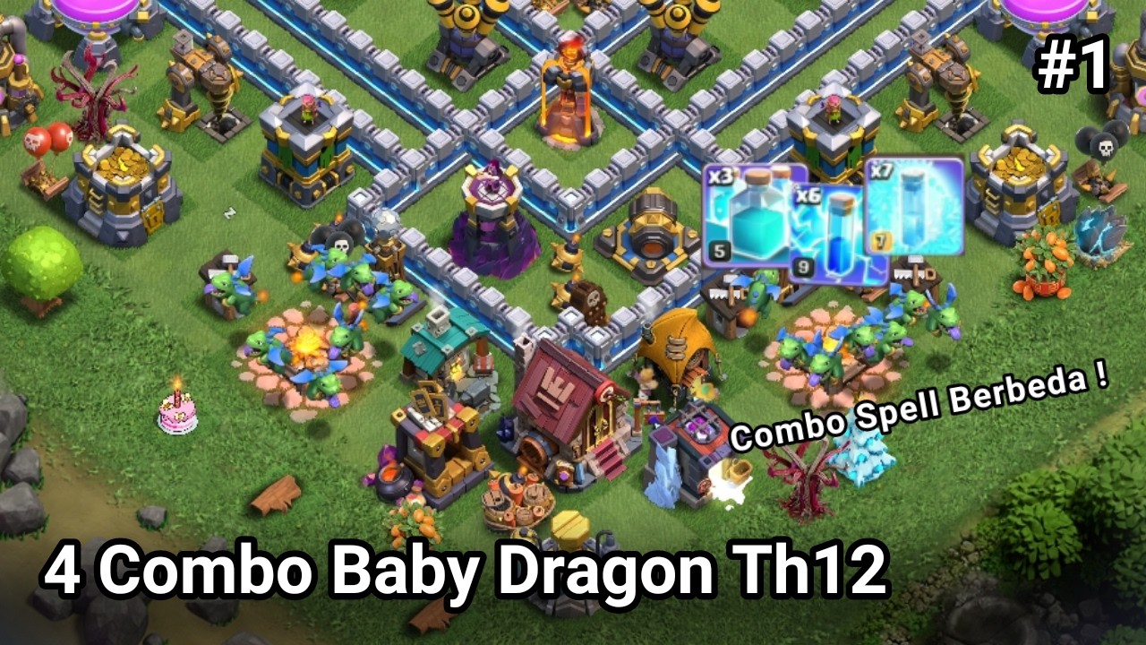 4 Combo Baby Dragon Th12 Part 1 | Clash Of Clans Gameplay