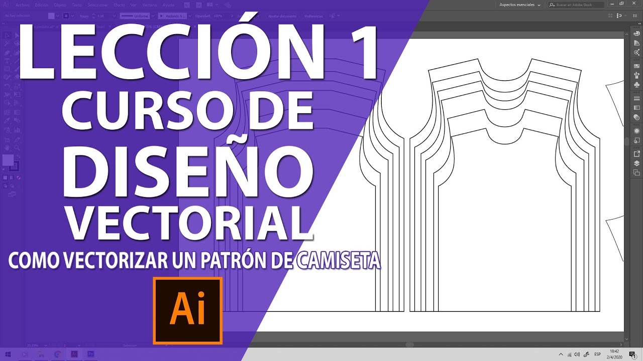 Como hacer vector de un patron de camiseta en adobe illustrator (Curso 1)