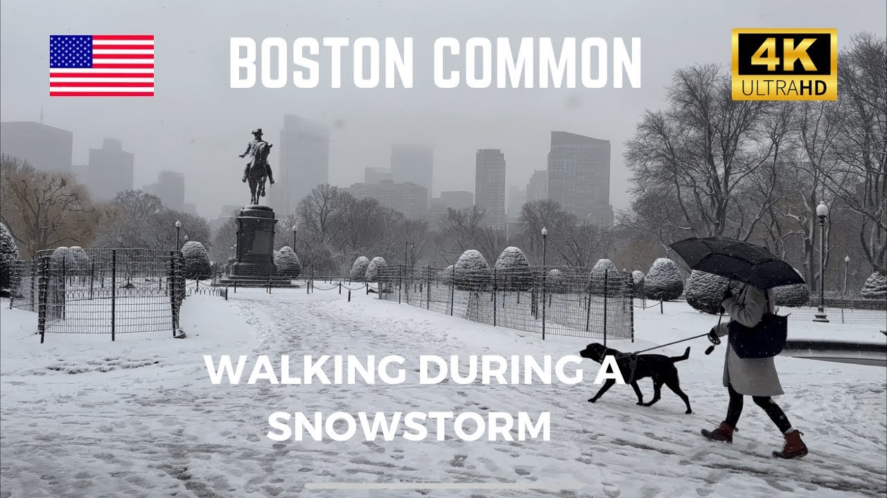[4K] Walking to Boston Common, Beacon Hill on a quiet snow day ❄️☃️