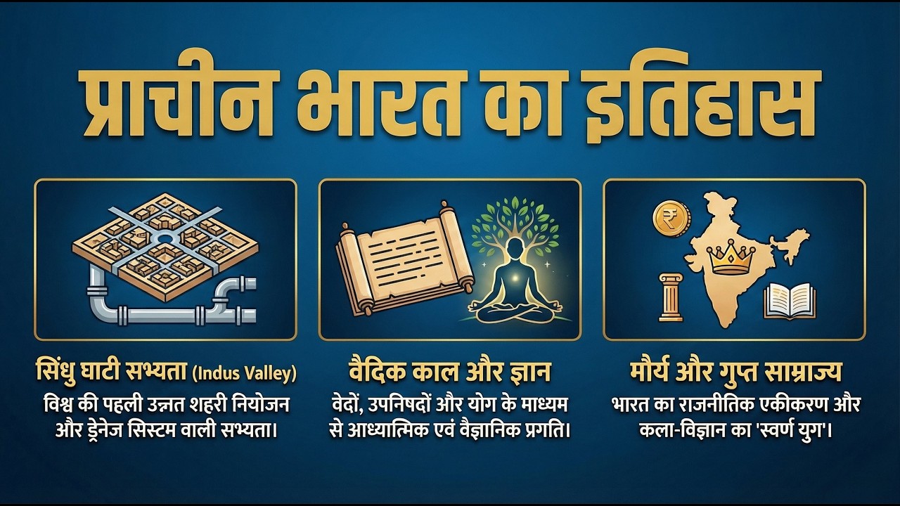 प्राचीन भारत का इतिहास | सिंधु घाटी, वैदिक काल, मौर्य–गुप्त साम्राज्य