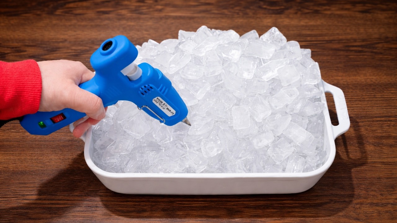 She squeezes hot glue into ice for this GENIUS dining room idea!