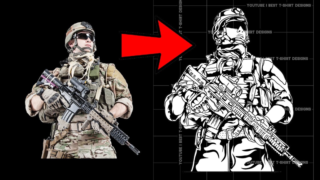 Image To Vector | Speed Art | SOLDIER Illustration in Adobe Illustrator | Best T-Shirt Designs