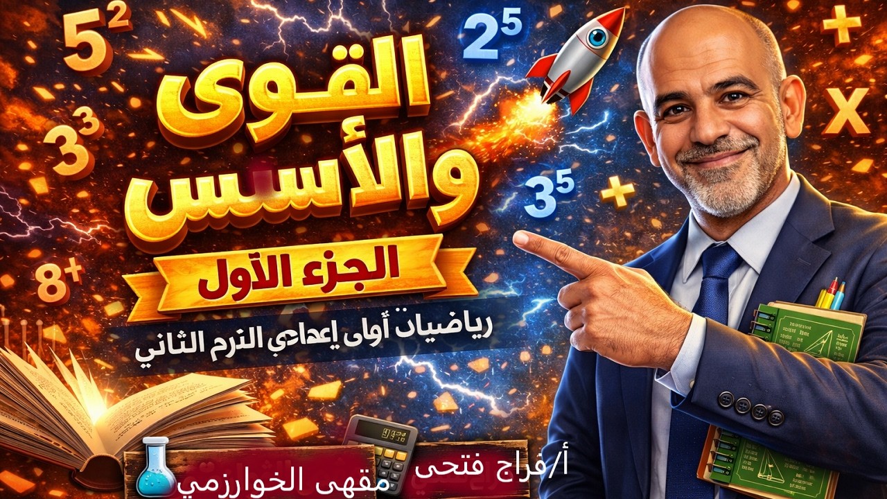 القوى والأسس الجزء الأول رياضيات أولى إعدادي الترم الثانى