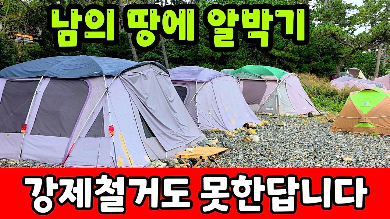 바닷가 알박기 유령 텐트촌 ☆ 남의 땅에 텐트치고 버틴다