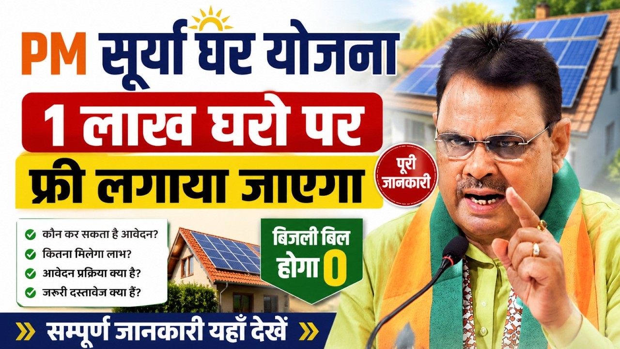 PM सूर्य घर योजना 2026 | 1 लाख घरों पर FREE Solar Panel कौन कर सकता है आवेदन? | Subsidy, Eligibility