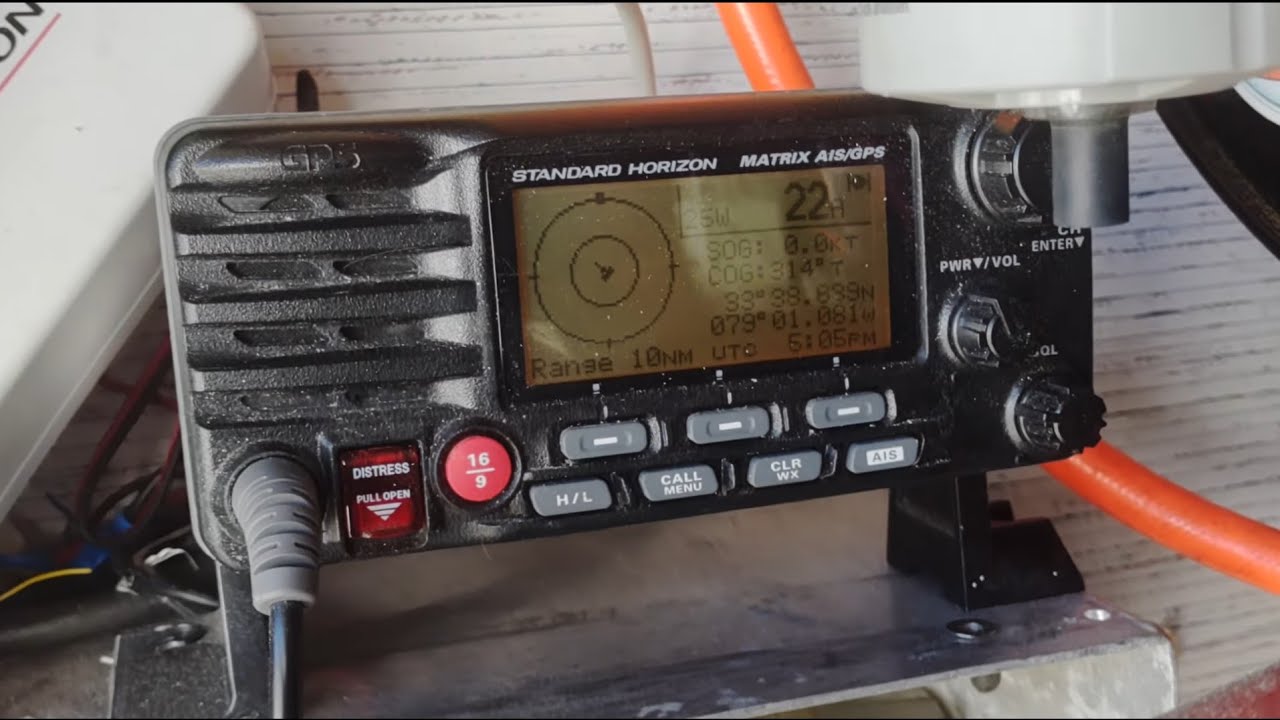 VHF Marine Base station radio setup at home.