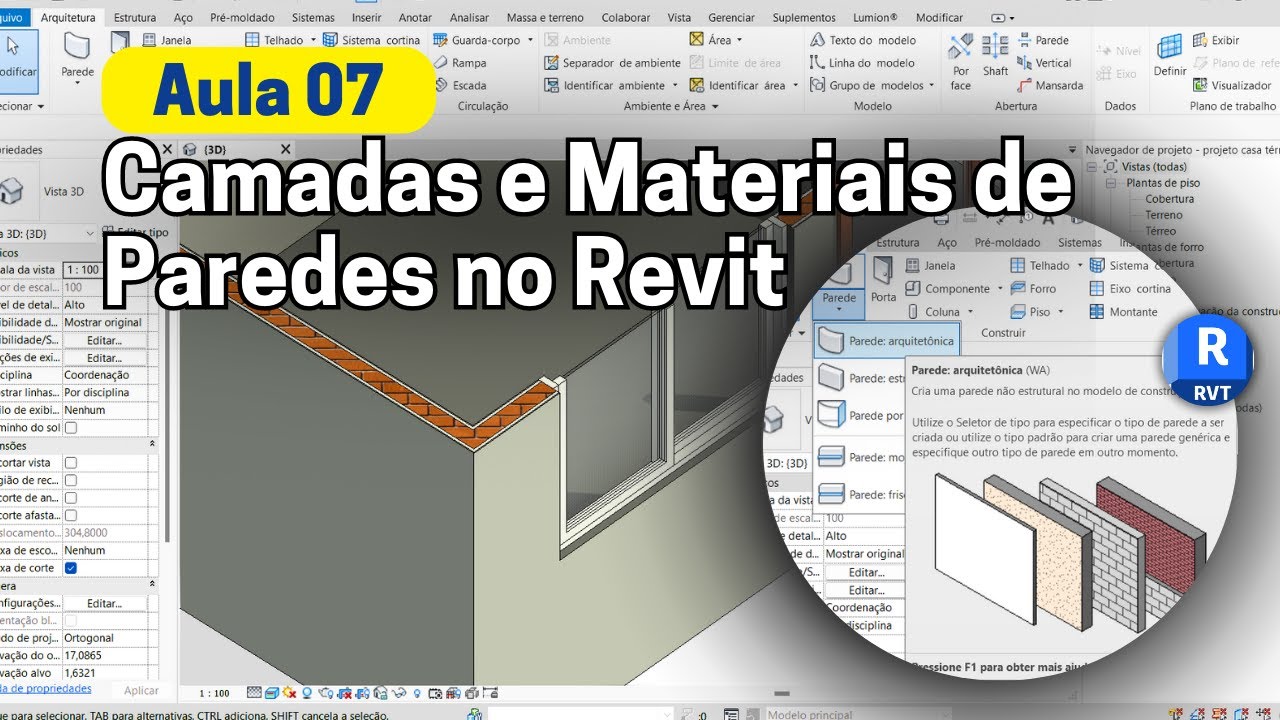 Materiais e camadas de parede no Revit (Aula 07)
