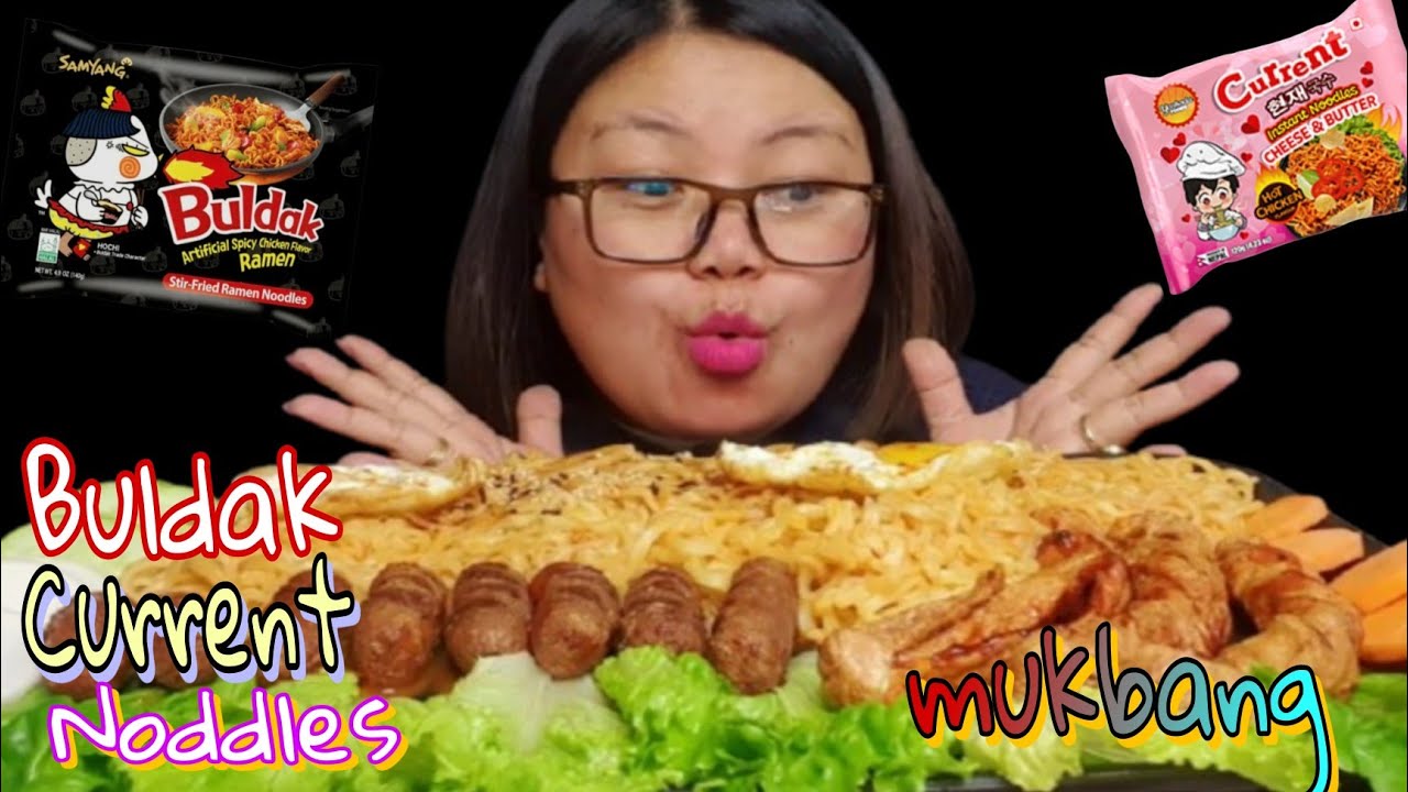 Mukbang || Spicy Buldak Ramen Current Noddles With Sunny Egg || Buff Sussage Chicken Sussage | 