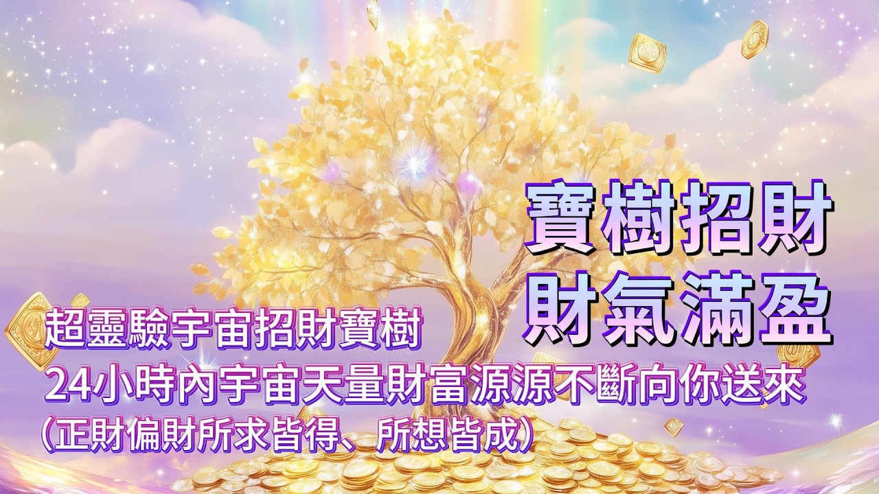 金錢音樂 ⚠️有求必應顯化音樂❗️超靈驗宇宙招財寶樹，自動開啟你頂級富足磁場，100%順利顯化所有願望，24小時內宇宙天量財富源源不斷向你送來，正財偏財所求皆得、所想皆成💵 吸引力法則音樂