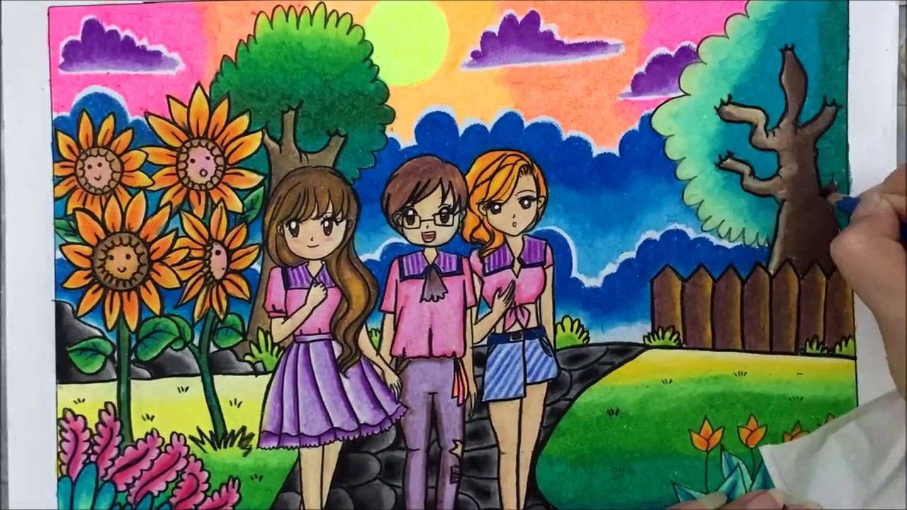 CARA GRADASI WARNA EP 4 Tema persahabatan ( Speed Drawing )