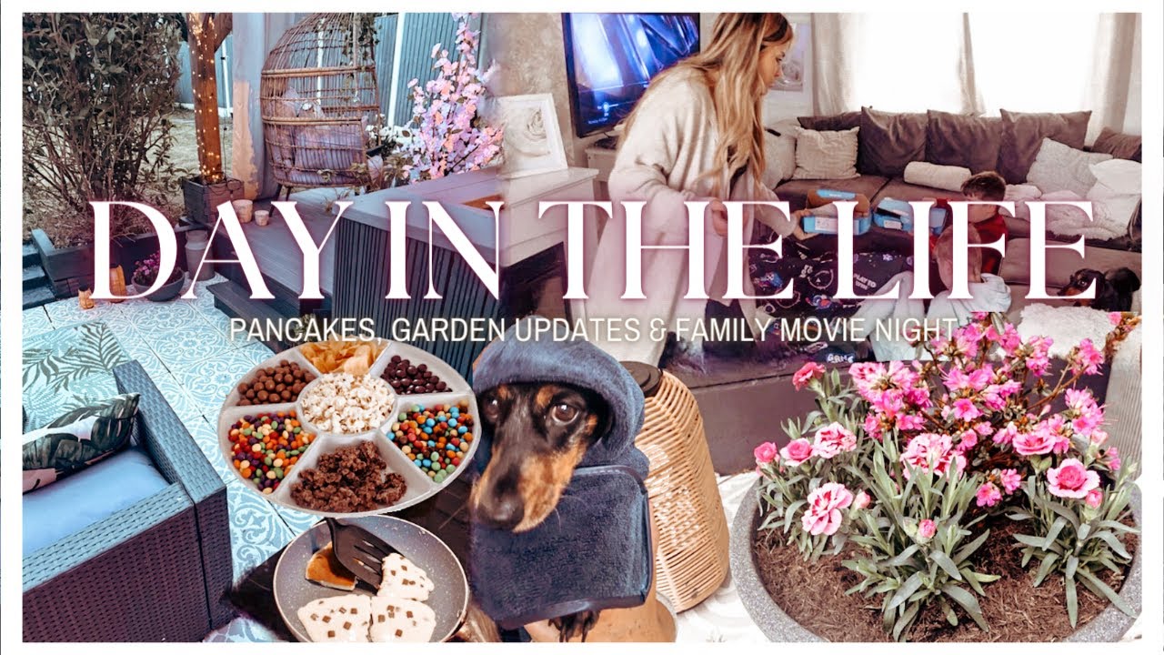 DAY IN THE LIFE- GARDEN UPDATES 🌷BATHING RUDY 🐾  B&M HAUL 🛒 & FAMILY MOVIE NIGHT 🍿