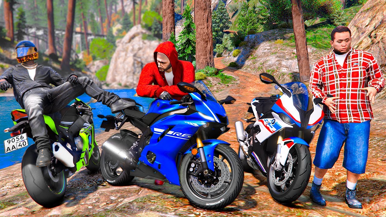 РЕАЛЬНАЯ ЖИЗНЬ В GTA 5 - ПОЕЗДКА НА ДАЧУ С ДРУЗЬЯМИ НА МОТОЦИКЛАХ! ПОПАЛ В ДТП НА МОТОЦИКЛЕ! 🌊ВОТЕР