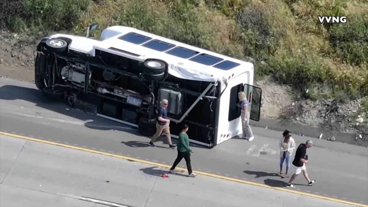 Military Members Involved in Cajon Pass Crash After Shuttle Bus Overturns on I-15