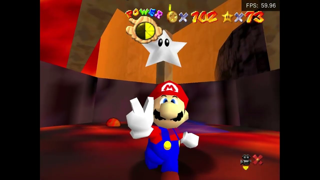 Super Mario 64 Silver Stars of Wisdom Course 8: volcanic midway