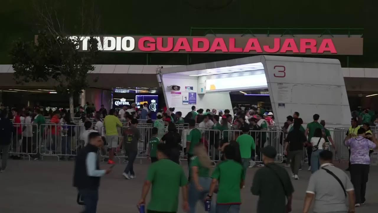 Live exteriors of Estadio Guadalajara as fans arrive to watch South Korea face the Czech Republic