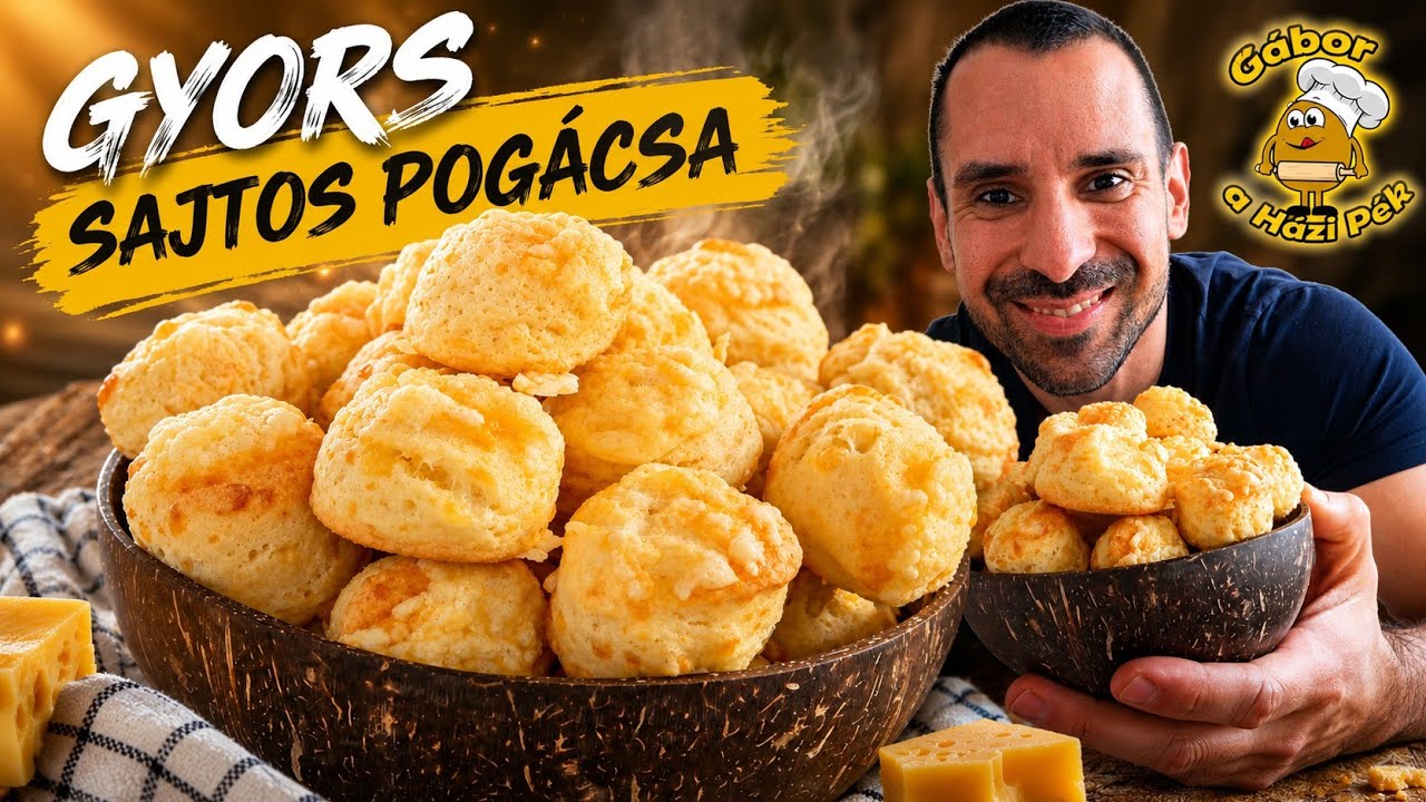 🧀 Gyors sajtos pogácsa sütőporral – KELESZTÉS NÉLKÜL, 1 óra alatt kész