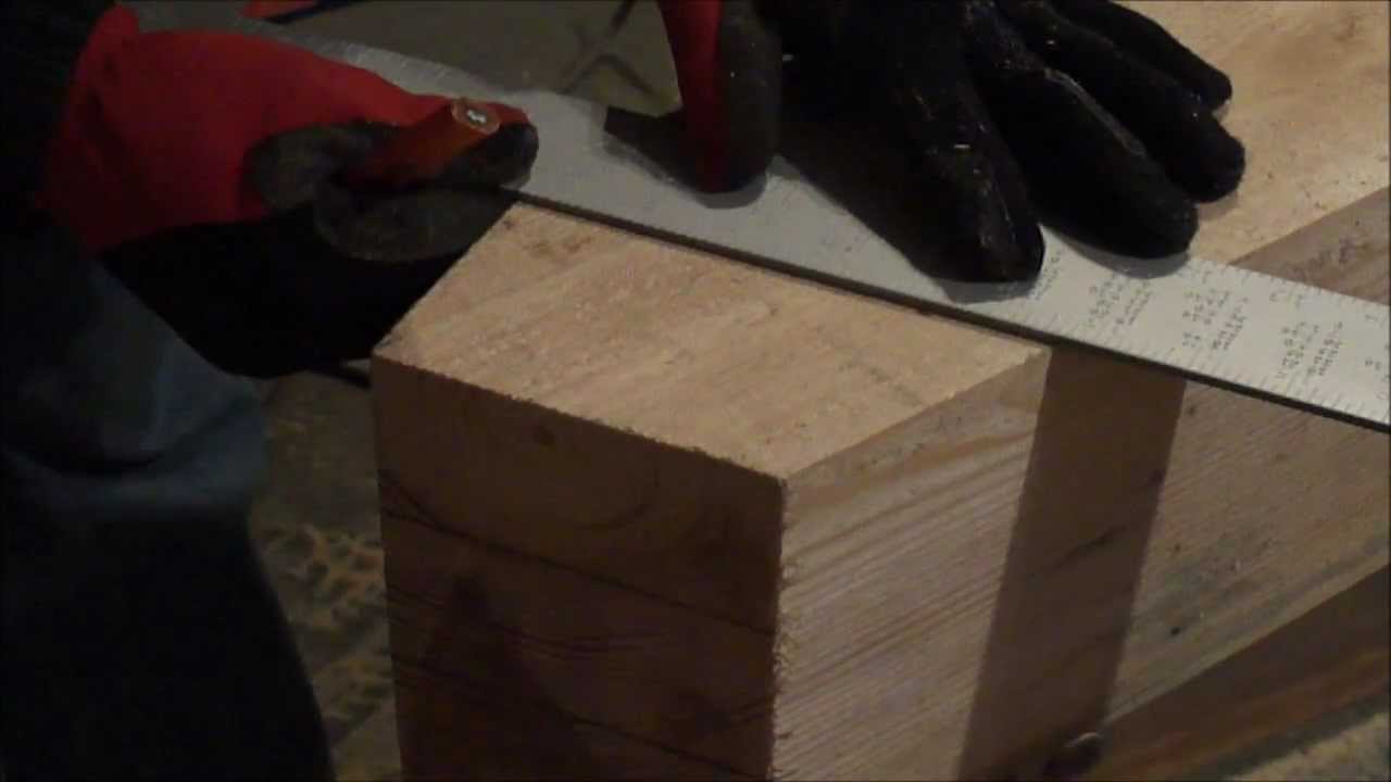 Timber frame gin pole: brace layout & cut Part 1 of 4