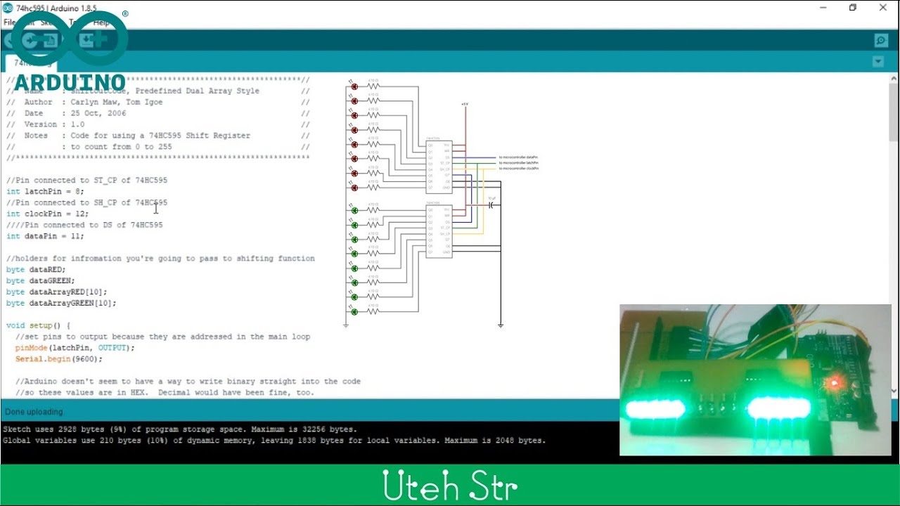 Arduino | Using Shift Registers (74HC595) to Control 16 LED