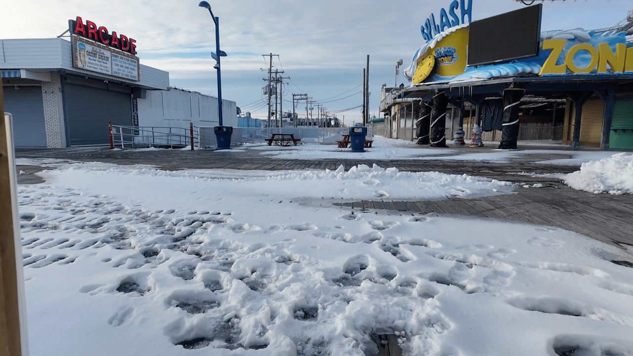 Walking A Snowy Wildwood Boardwalk - VLOG