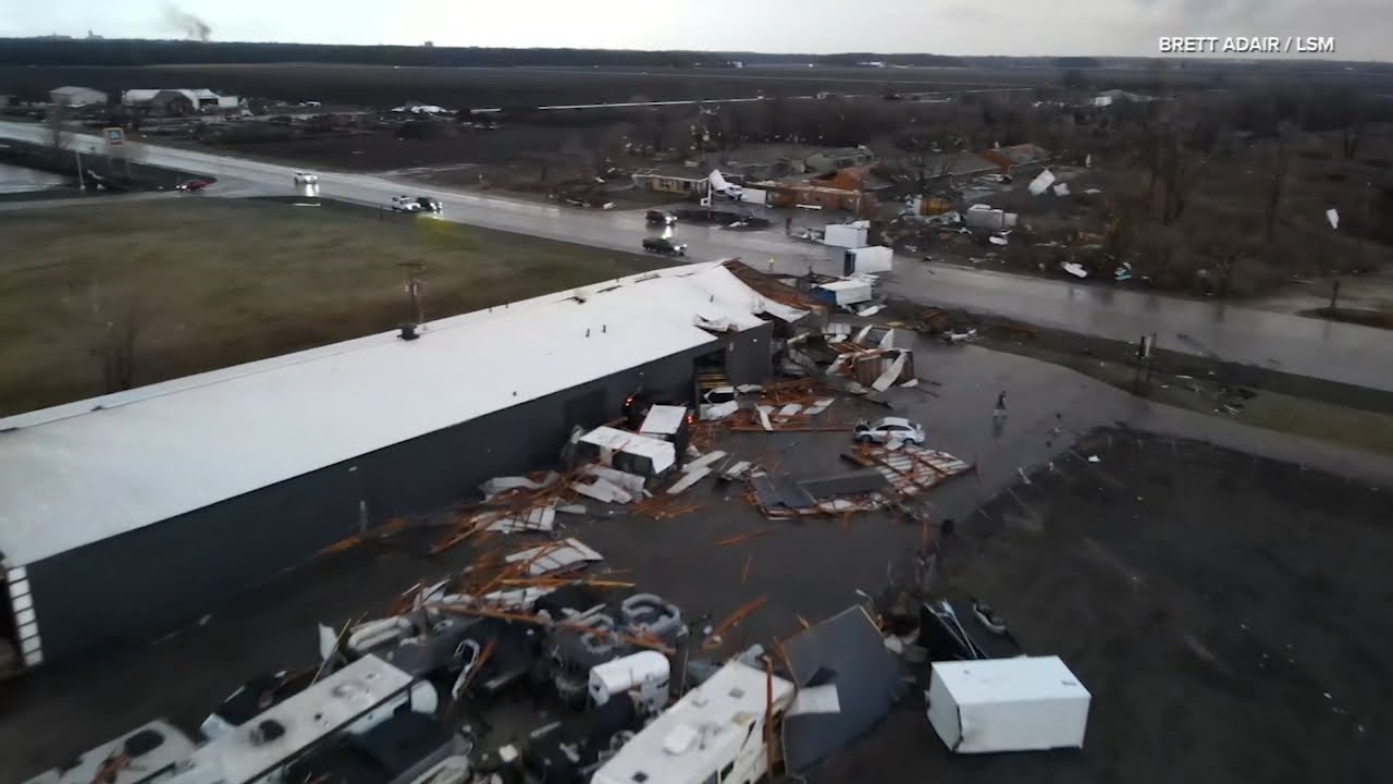 Tornado destruction in Aroma Park, IL - March 2026