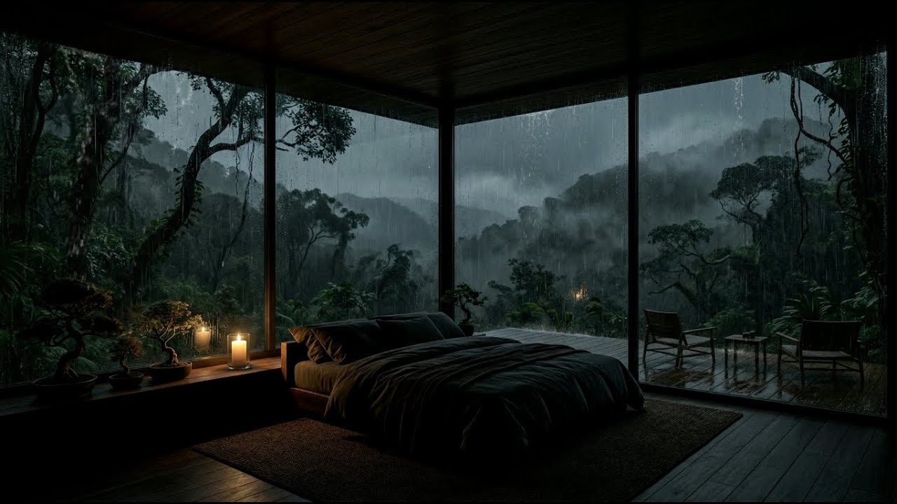 Deep Night Rain and Thunderstorm ⛈️🌧️ (No Ads) Relaxing Sleep Sounds