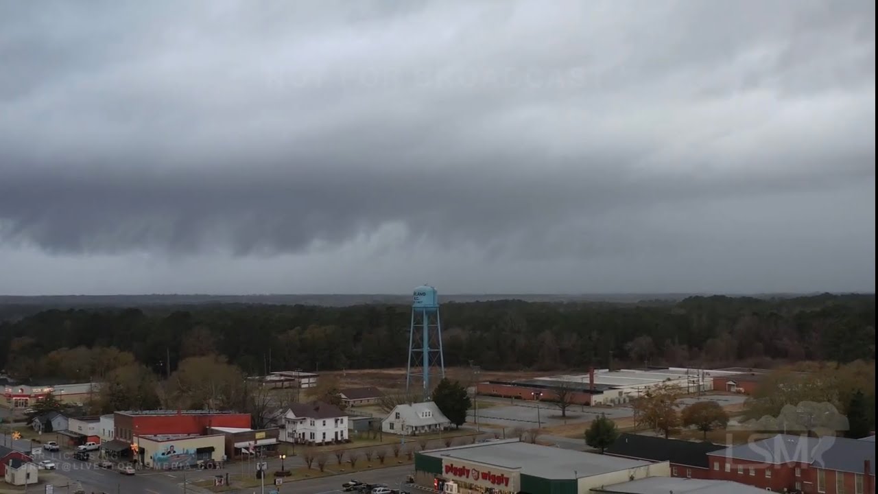 12-24-2020 Garland, NC - Tornado Warned Storms - Rotating Clouds - Drone