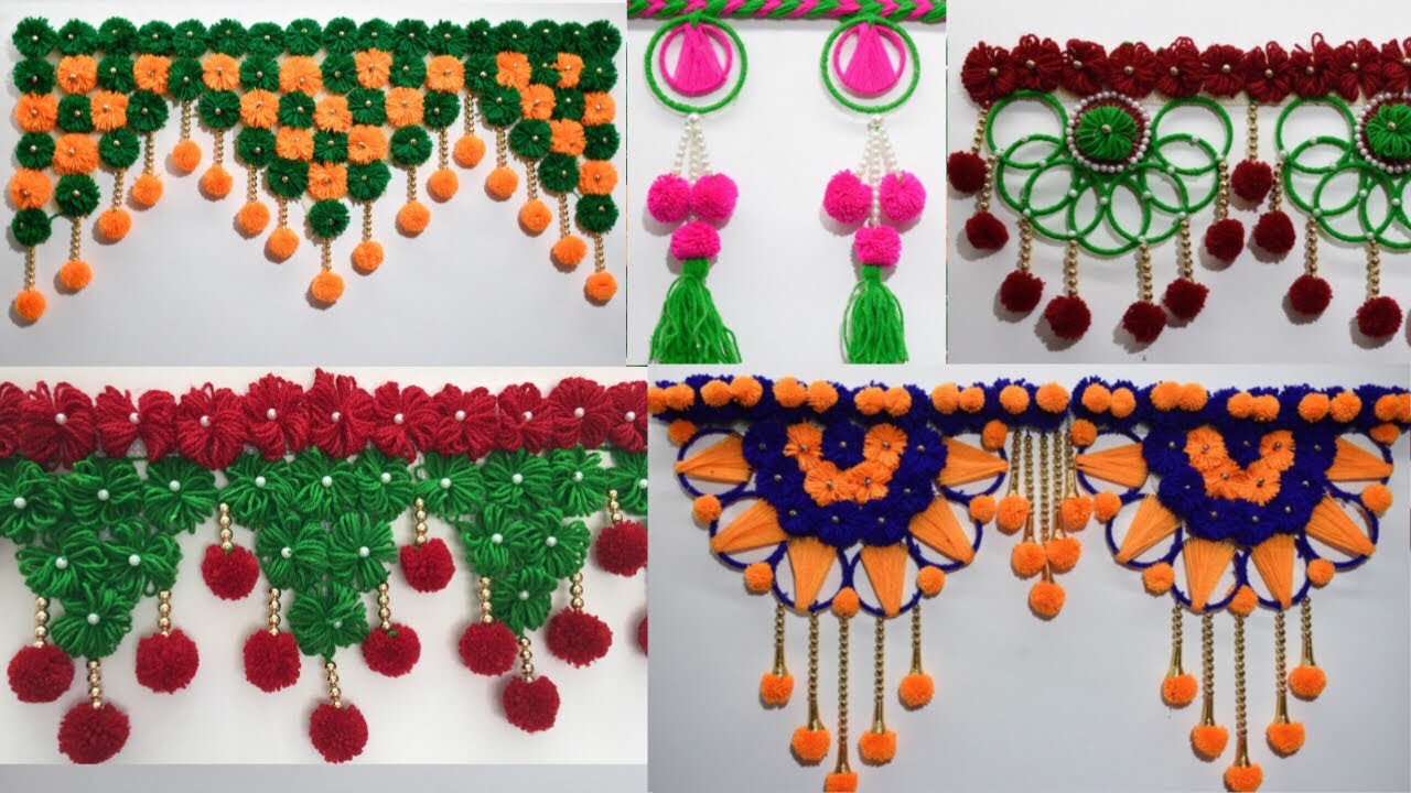 बिना क्रोसिया और साँचा के बनायें 05 आसान  तोरन डिज़ाइन II 5 Door hanging design II DIY room decor II