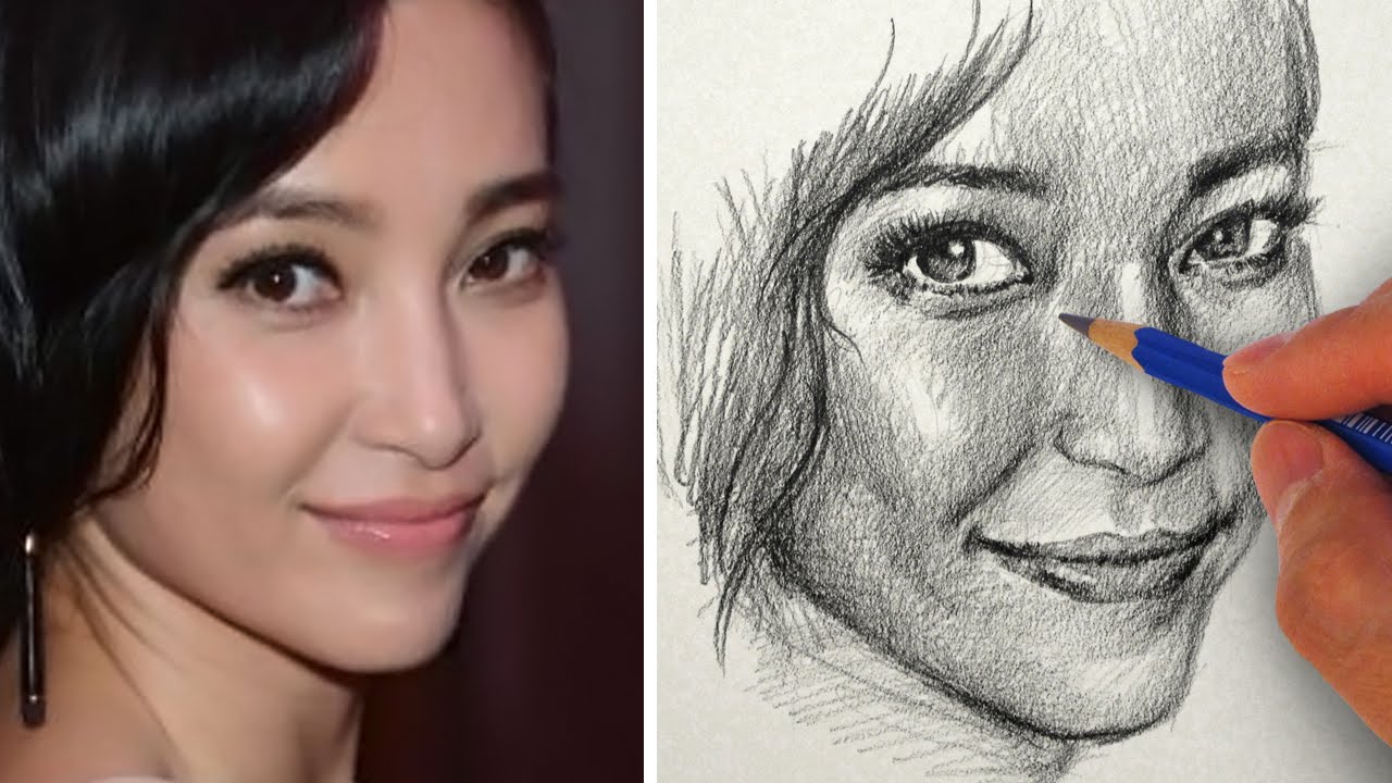 How to Draw a Pretty Face with Pencil - Li Bing Bing