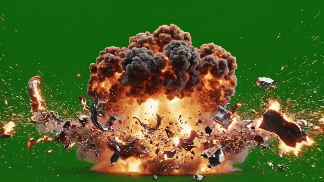 Large Scale Explosion with Fire, Smoke and Debris | Green Screen Effect