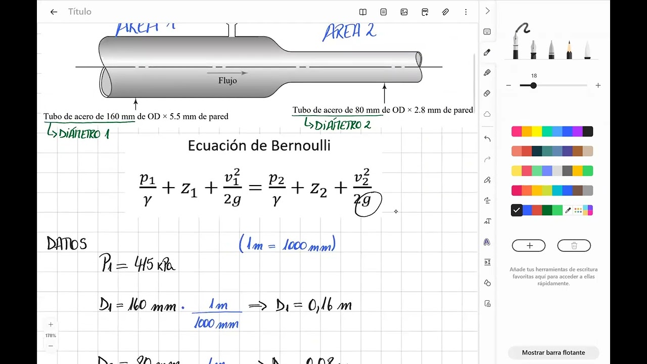 Ejercicio 6.60 - Ecuación de Bernoulli - Robert Mott.