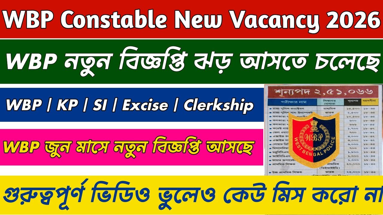 WBP Constable New Vacancy 2026 || WBP Constable Result Date 2026 ||