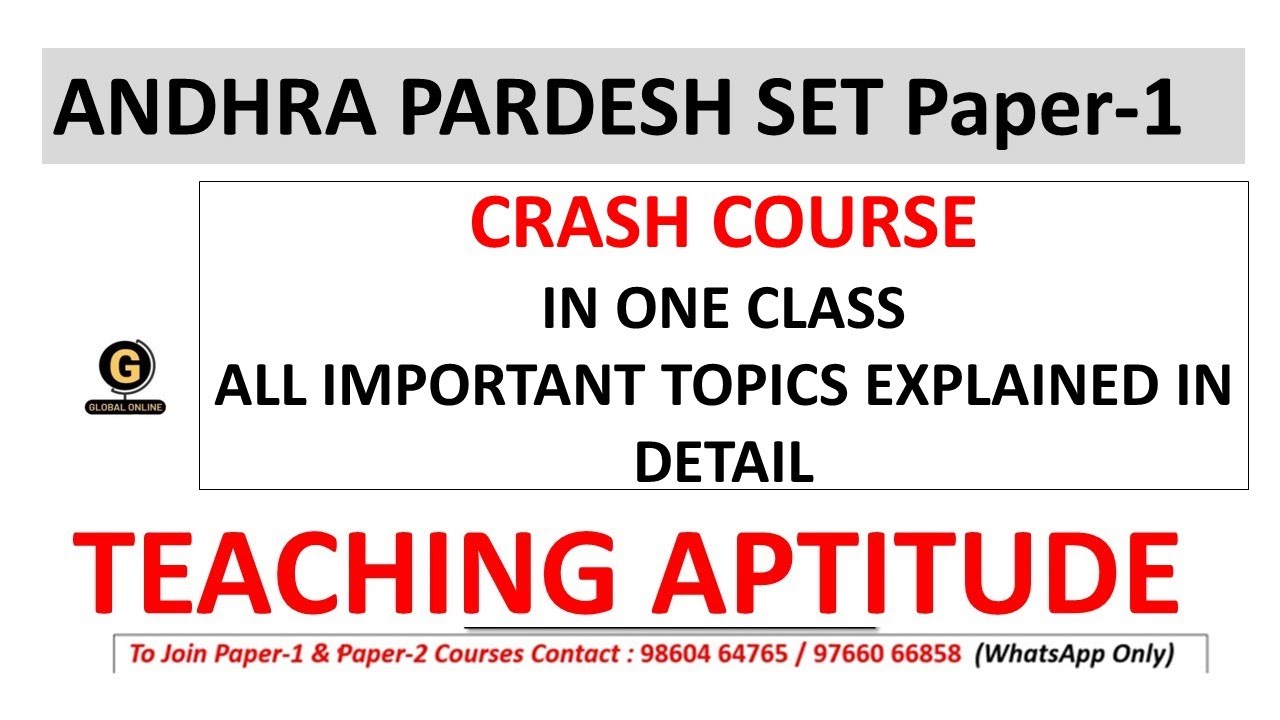 Complete Teaching Aptitude Crash Course in 90 Minutes Paper 1 for Andhra Pradesh SET 2024