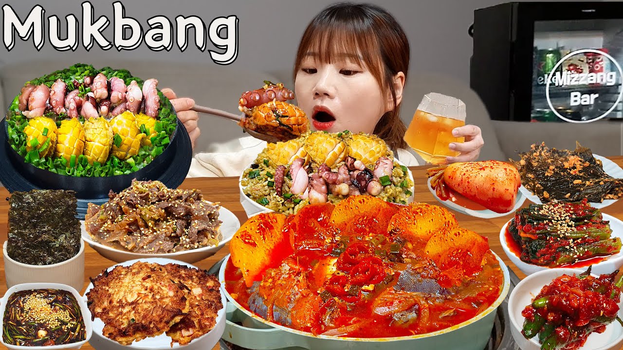 Sub)Real Mukbang- Корейские домашние блюда🍱 Рис с осьминогом и морским ушком🦪 Рагу из скумбрии🔥 ASMR