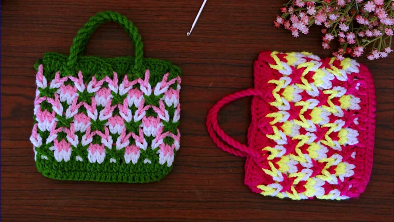 Crochet Purse 👛Design for Beginners #woolen crochet bag making #easy project #örgü model